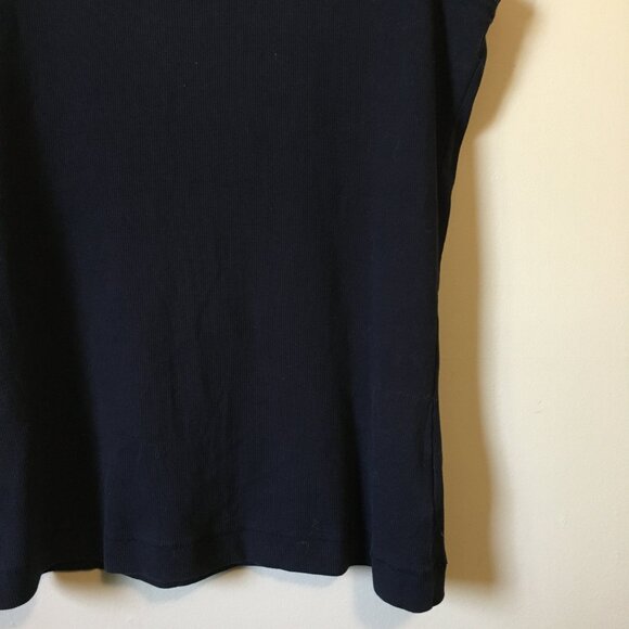 Pima Cotton Dark Navy Blue Soft Ribbed Tank Top - Picture 5 of 13